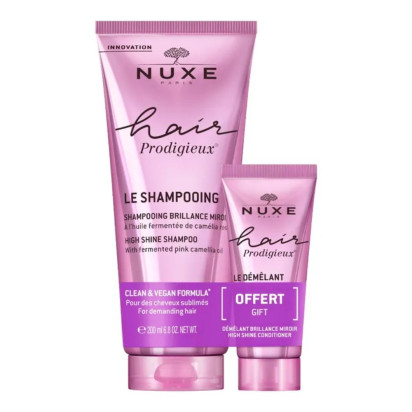 Nuxe HAIR PRODIGIEUX Le Shampoing Brillance Miroir 200 ml + Le Démêlant 30ml Offert | Parashop.com