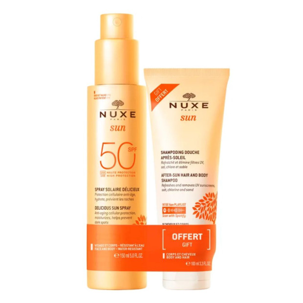 NUXE SUN Spray Fondant SPF50 150ml + Shampooing douche après-soleil 100ml OFFERT | Parashop.com
