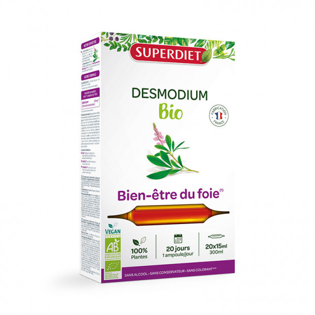 Desmodium Bien Etre du Foie, 20 ampoules Super Diet - Parashop