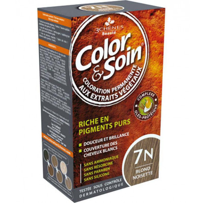 COLOR & SOIN Coloration permanente blond Noisette 7N Les 3 Chenes - Parashop