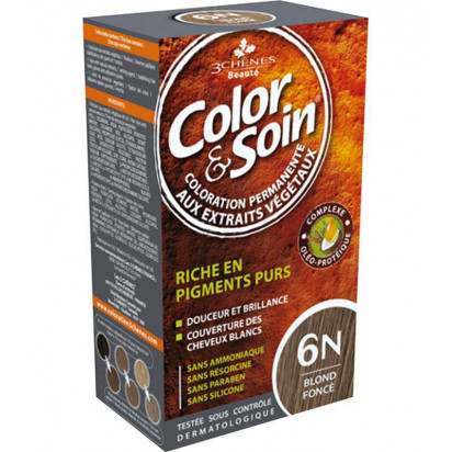 COLOR & SOIN Coloration permanente blond Foncé 6N Les 3 Chenes - Parashop