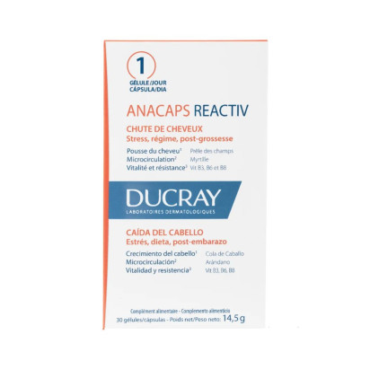 Ducray ANACAPS REACTIV Chute de Cheveux Réactionelle, 30 gélules | Parashop.com