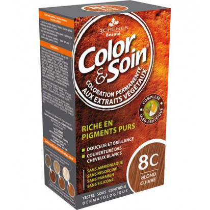 COLOR & SOIN Coloration permanente blond Cuivré 8C Les 3 Chenes - Parashop