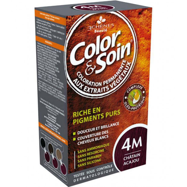 COLOR & SOIN Coloration permanente châtain Acajou 4M Les 3 Chenes - Parashop