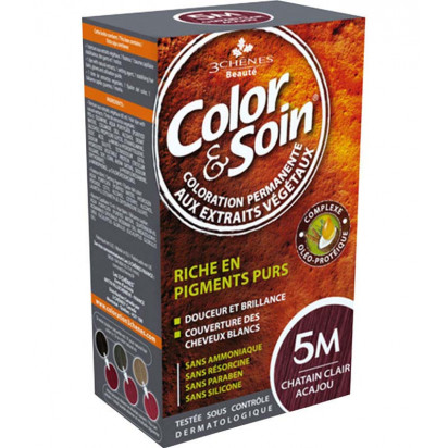COLOR & SOIN Coloration permanente châtain Clair Acajou 5M Les 3 Chenes - Parashop