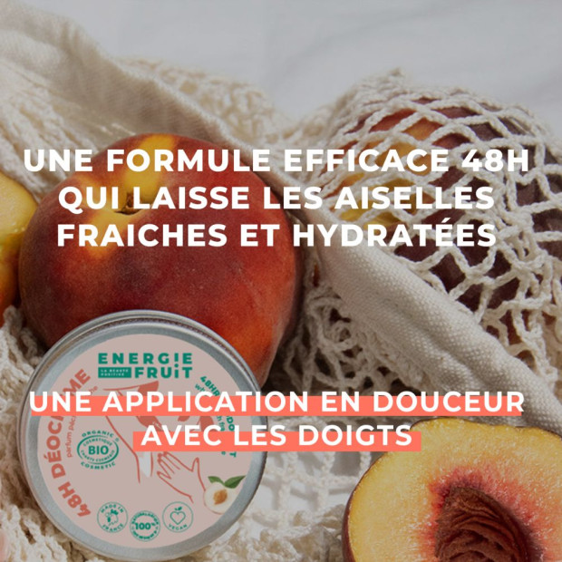 Energie Fruit Déocrème 48H parfum pêche blanche Bio, 45 g | Parashop.com