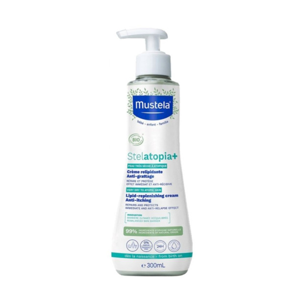 Mustela Stelatopia+ Crème Relipidante Anti-Grattage Bio, 300ml | Parashop.com