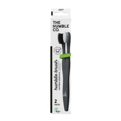 Brosses À Dents Souples Végétales Noir / Blanc, 2 Unités