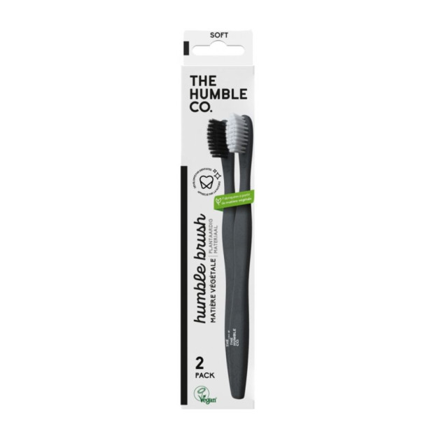 Brosses à Dents Souples Végétales Noir / Blanc, 2 unités