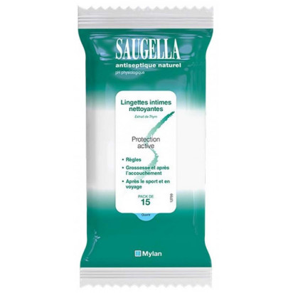 Antiseptique Lingettes Intimes, sachet 15 Saugella - Parashop