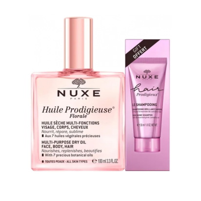 Nuxe Huile Prodigieuse Florale 100ml + Hair Prodigieux Shampoing Brillance Miroir 30ml Offert | Parashop.com