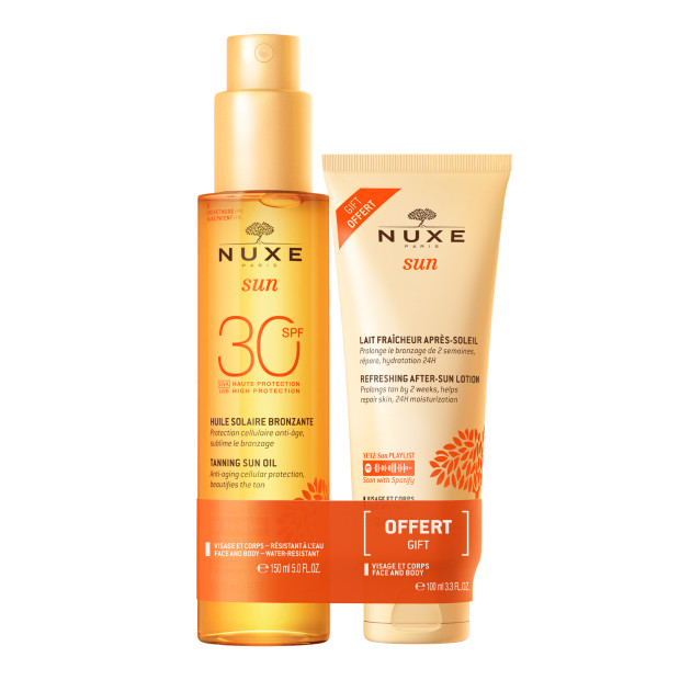 NUXE SUN Huile bronzante SPF30 150ml + Lait fraicheur après-soleil 100ml OFFERT | Parashop.com