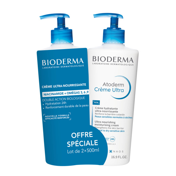 Bioderma ATODERM Crème Ultra nourrissante, flacon pompe 2x500ml | Parashop.com