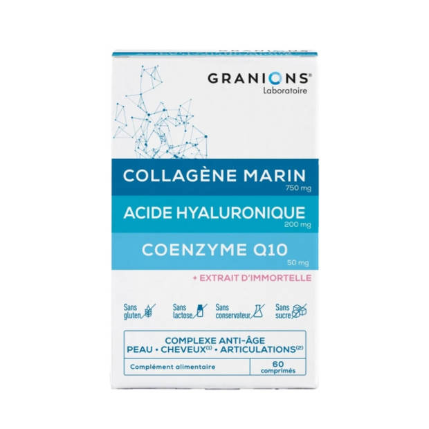 Collagène Marin Acide Hyaluronique Coenzyme Q10, 60 Comprimés