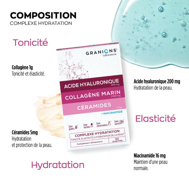 Complexe Hydratation Tonicité Élasticité & Hydratation De La Peau, 60 Comprimés