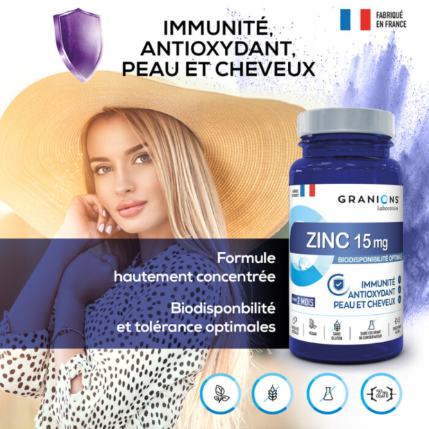 Bisglycinate De Zinc 15 Mg - 2 mois, 60 Gélules Végétales