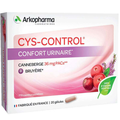 CYS-CONTROL Confort urinaire canneberge 36mg PACs + bruyère, 60 gélules Arkopharma - Parashop