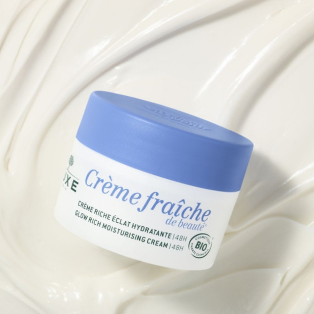 Crème Fraîche De Beauté Crème Riche Éclat Hydratante 48H Bio, 50ml