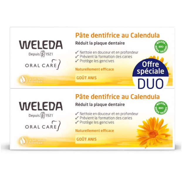 Pâte dentifrice au Calendula, lot 2x75ml Weleda - Parashop