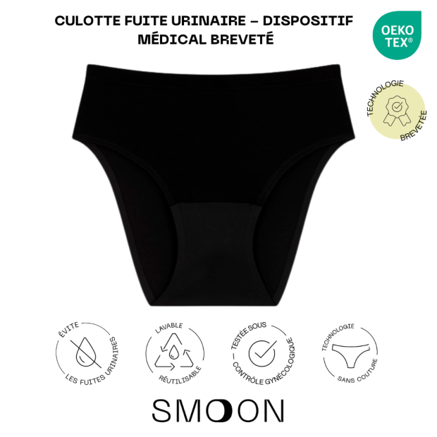 Dispositif Médical Breveté Réduisant Les Fuites Urinaires À L'Effort Noir Xl