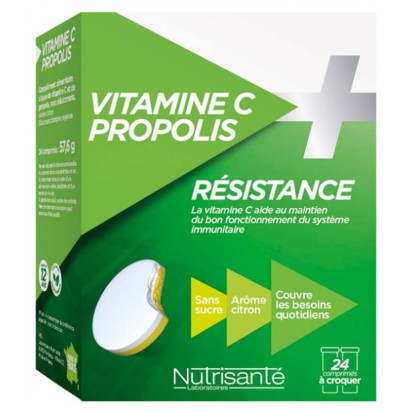 NUTRISANTE VITAMINE C + PROPOLIS. Boîte 24 comprimés à croquer Nutrisanté - Parashop