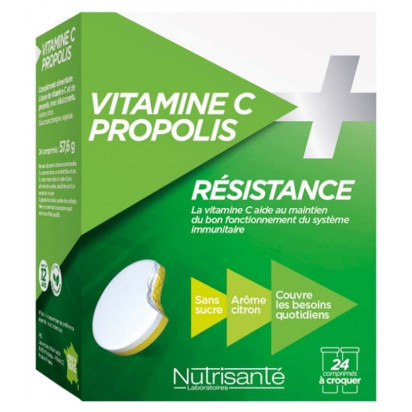 NUTRISANTE VITAMINE C + PROPOLIS. Boîte 24 comprimés à croquer