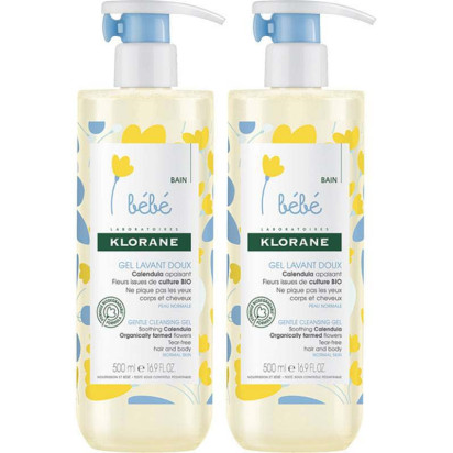 BEBE Gel doux corps et cheveux, 2x500ml Klorane - Parashop