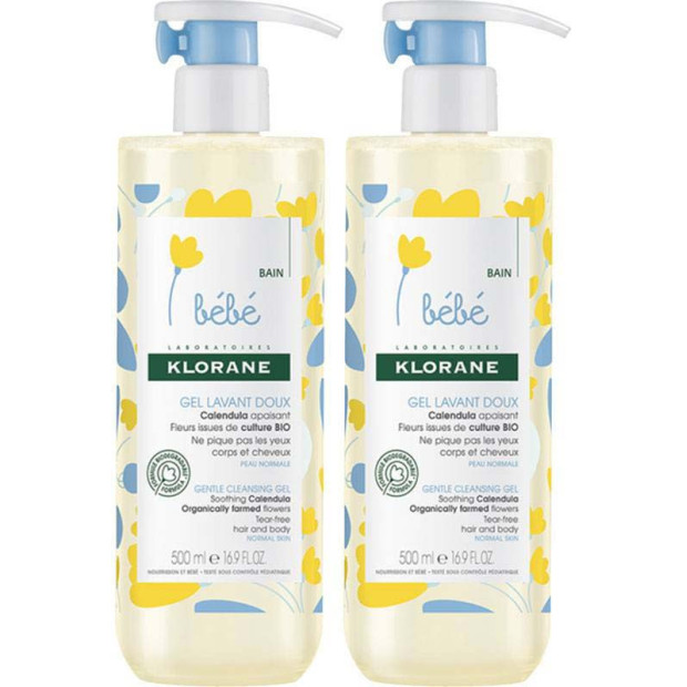 BEBE Gel doux corps et cheveux, 2x500ml Klorane - Parashop