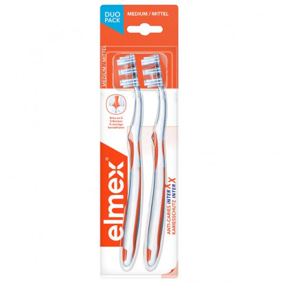 Brosse à dents Anti-Caries InterX médium, x2 Elmex - Parashop