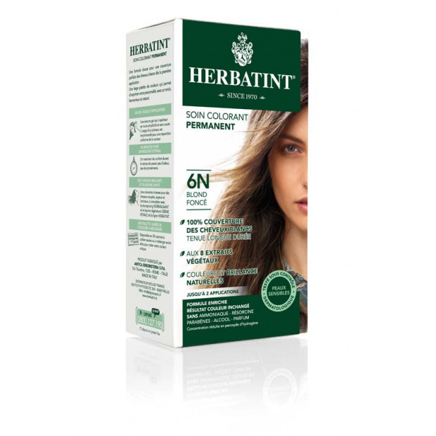 6N BLOND FONCÉ Soin colorant permanent, 150ml Herbatint - Parashop