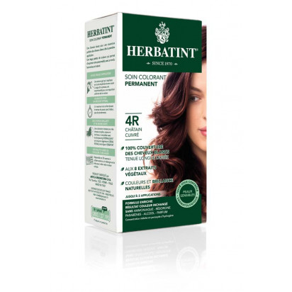 4R CHÂTAIN CUIVRÉ Soin colorant permanent, 150ml Herbatint - Parashop