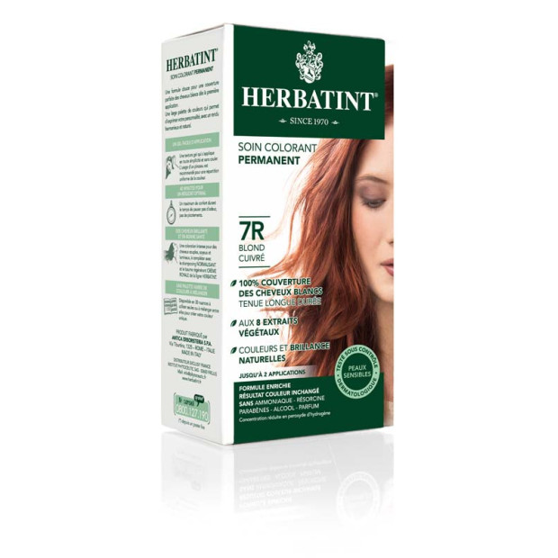 7R BLOND CUIVRÉ Soin colorant permanent, 150ml Herbatint - Parashop