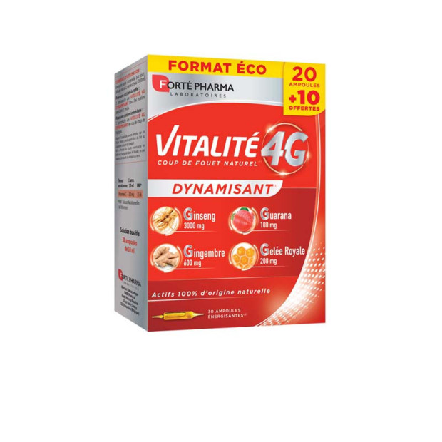 ENERGIE Vitalité 4G Dynamisant & Stimulant, 30 Ampoules Forte Pharma - Parashop