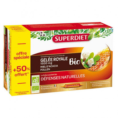 Gelée royale. Boîte 20 ampoules Super Diet - Parashop