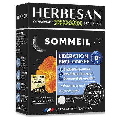 Herbesan Noctaphyt Lp 8H Sommeil Libération Prolongée, 30 Comprimés | Parashop.com