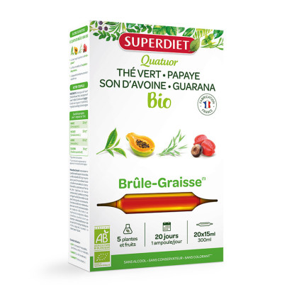 Quatuor brûle graisse bio, 20 ampoules Super Diet - Parashop