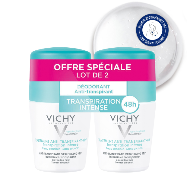 Déodorant Anti-Transpirant, Lot de 2 Roll-on 50ml Vichy - Parashop.com