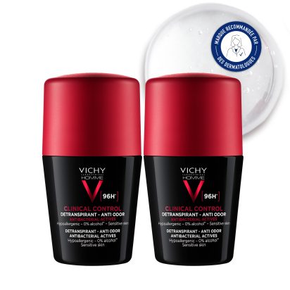 VICHY CLINICAL CONTROL HOMME Détranspirant Anti-Odeur 96h Roll-On, Lot 2x50ml | Parashop.com