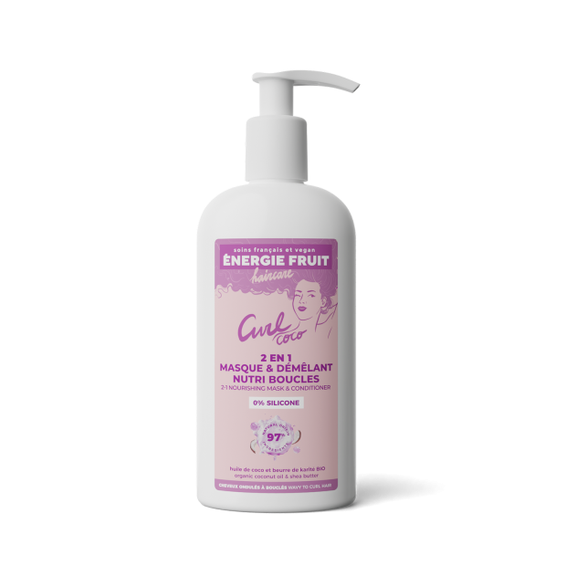 Energie Fruit Masque 2-en-1 sans silicone cheveux bouclés coco & beurre de karité bio, 300ml | Parashop.com
