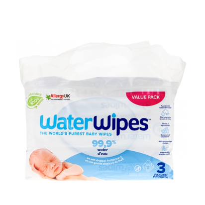 Lingettes Bébé 99,9% d'Eau, Lot 3x60 Lingettes