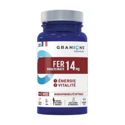 Fer Bisglycinate 14mg, 60 Gélules Végétales - Parashop.com