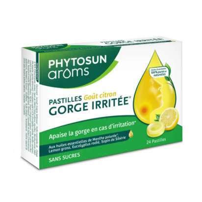 Pastilles Gorge Irritée Goût Citron Sans Sucres, 24 pastilles - Parashop.com