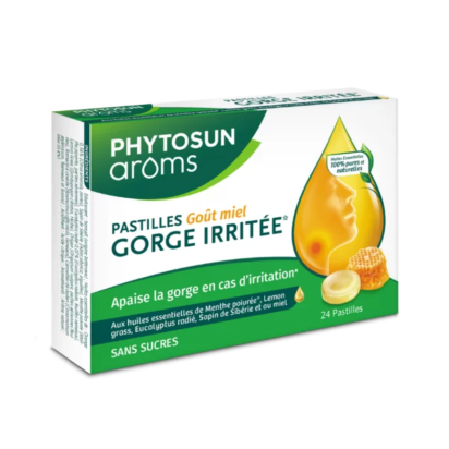 Pastilles Gorge Irritée Goût Miel Sans Sucres, 24 pastilles