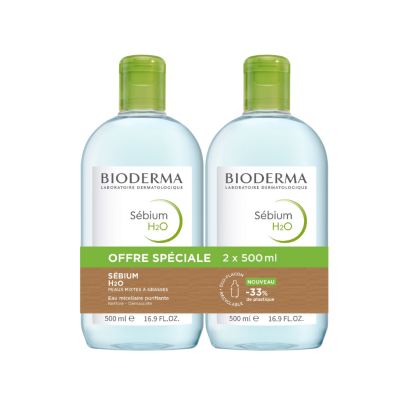 Bioderma Eaux micellaires Lot SÉBIUM H2O, 2 x 500ml | Parashop.com