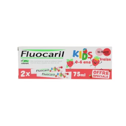 Junior Dentifrice 0-6 Ans Fraise, 2x75ml - Parashop.com