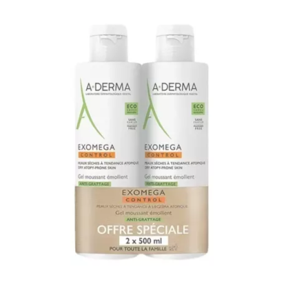 Exomega Control Gel Moussant Émollient Anti-Grattage, Lot 2x500ml - Parashop.com