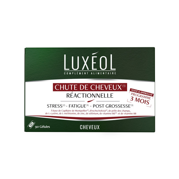 Luxéol Chute De Cheveux Réactionnelle - 3 mois, 90 Gélules | Parashop.com