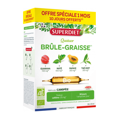 Quatuor Brûle-Graisse Bio 20 Ampoules + 10 Ampoules Offertes