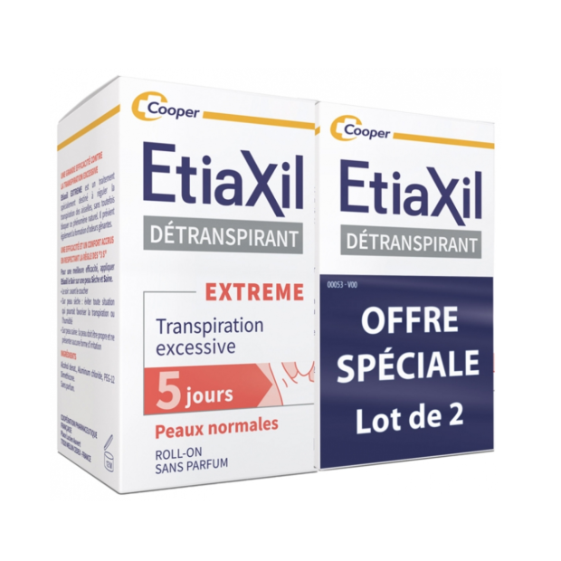 Détranspirant Extrême Aisselles Peaux Normales Roll-On, Lot 2x15ml
