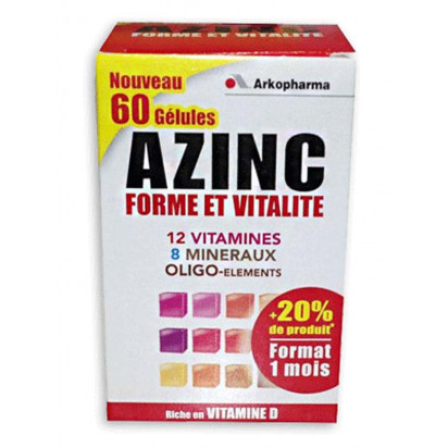AZINC® Forme et vitalité, Boîte 60 gélules Arkopharma - Parashop